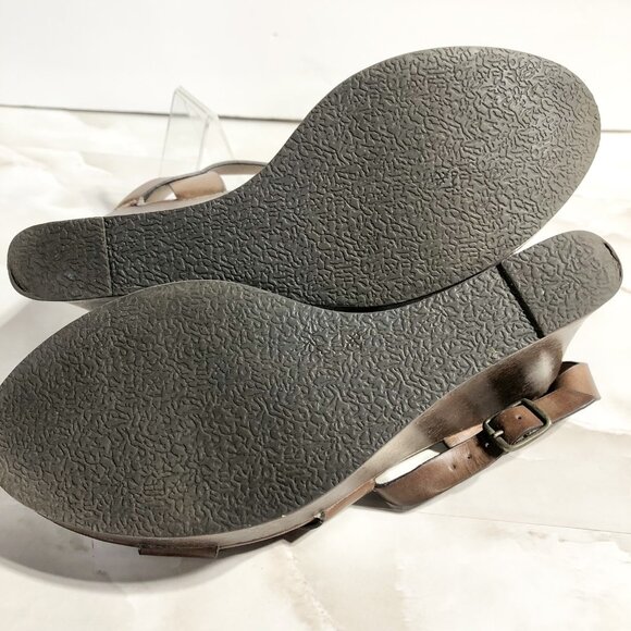 Mudd Kylie Cognac Y2K Style Wedge Brown Sandals Tan Straps Adjustable shoes Sz 7 - Picture 9 of 11